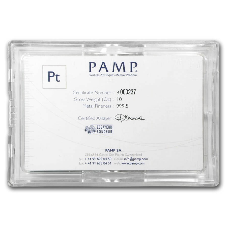10 Oz Platinum Bar - PAMP Suisse (In Assay) - Image 4