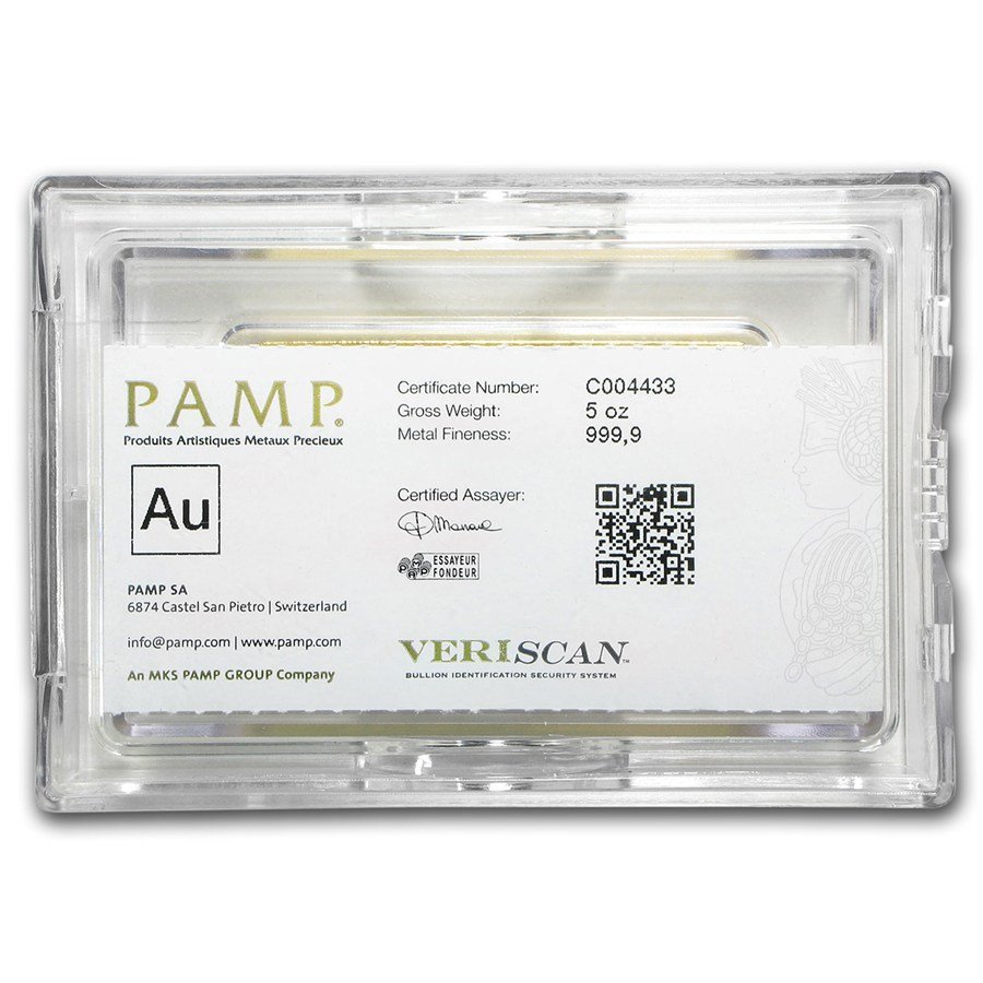 5 Oz Gold Bar - PAMP Suisse Lady Fortuna (w/Assay) - Image 2