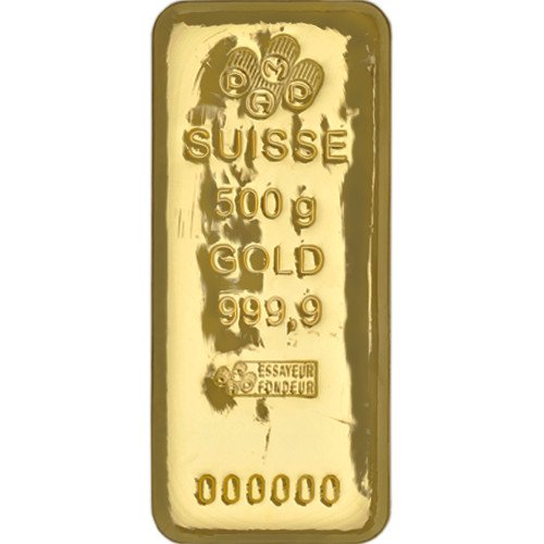 500 Gram Gold Cast Bar - PAMP Suisse (w/Assay)