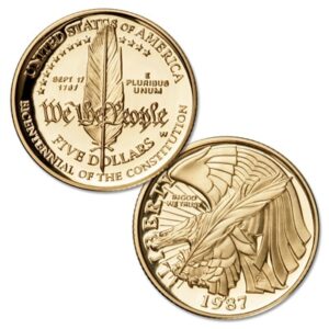 $5 Gold Coin 1987-W Constitution Bicentennial Gold $5