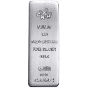 100 Oz Silver Bar PAMP Suisse (New, Cast w/ Assay)
