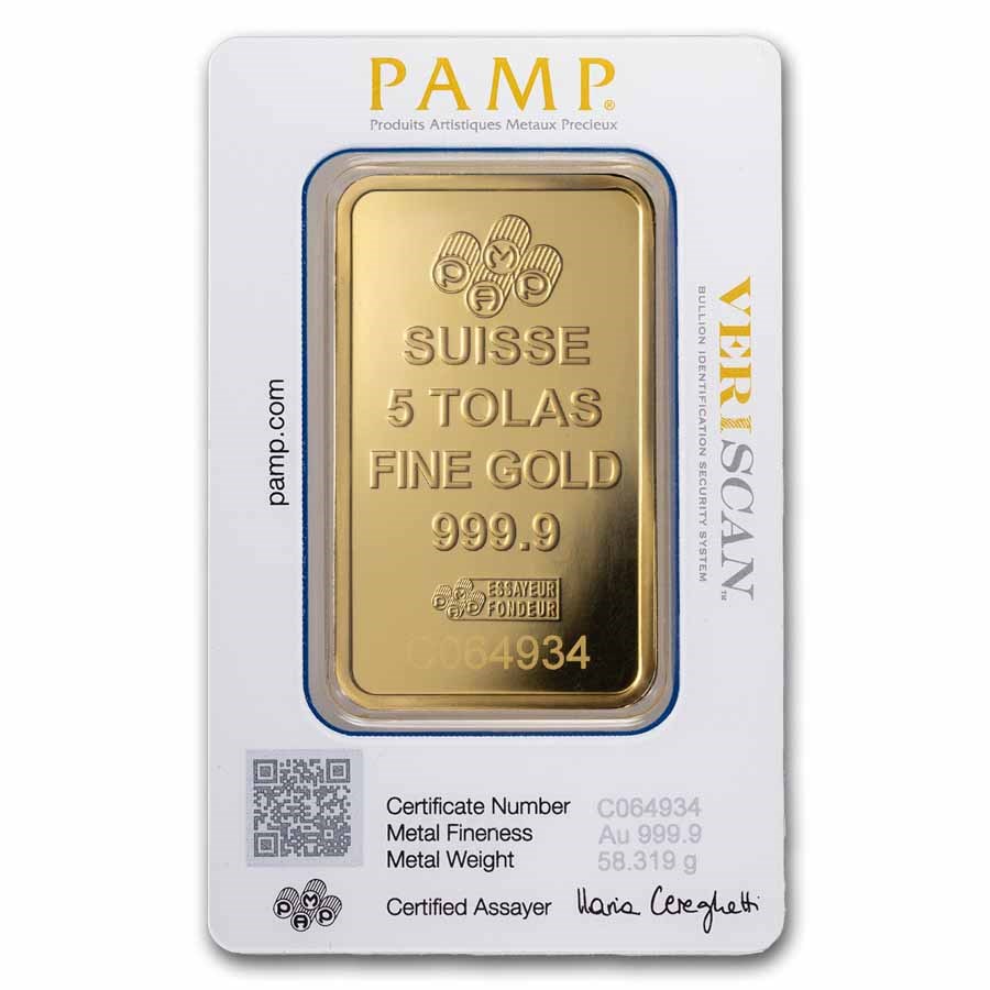 5 Tolas Gold Bar PAMP Suisse Lady Fortuna Veriscan .9999 Fine (In Assay) - Image 2